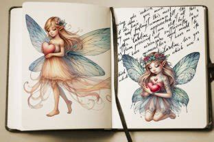 Watercolor Fairies With Hearts Cliparts Graphic By Monsoon Publishing