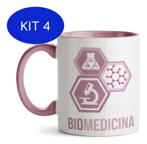 Kit 4 Caneca Em Cerâmica Biomedicina Feminina 320ml Frete grátis