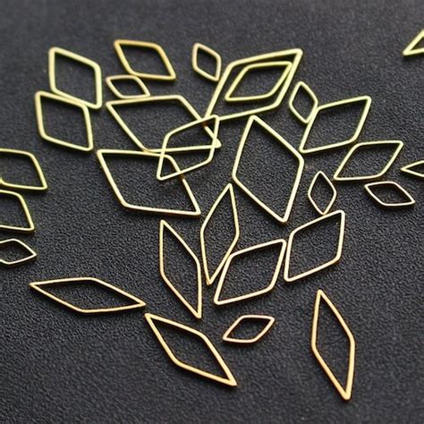 100pcs Raw Brass Hollow Rhombus Shape Pendant Charms Ear Etsy