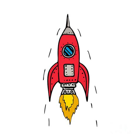 Vintage Rocket Ship Blasting Off Drawing Digital Art by Aloysius ...