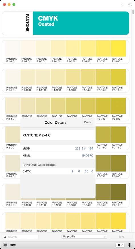 Pantone Color Chart Cmyk