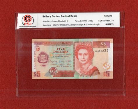 Belize 5 Dollars Queen Elizabeth II 2011 Banknote SNS Coins