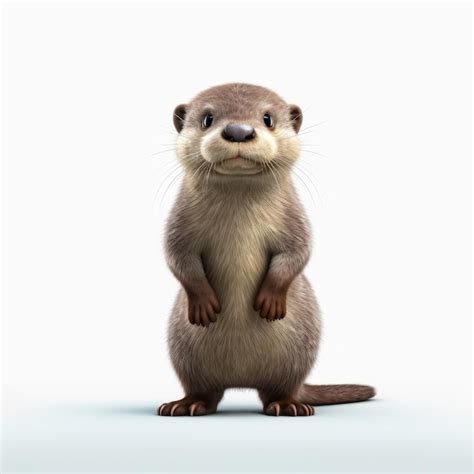 Lontra Realista No Estilo Pixar Em Fundo Branco Em K Uhd Foto Premium