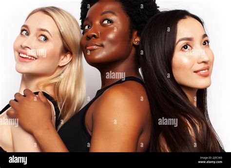 Different Nation Woman African American Caucasian Asian Together