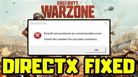 How To Fix Cod Warzone Directx Unrecoverable Error Youtube