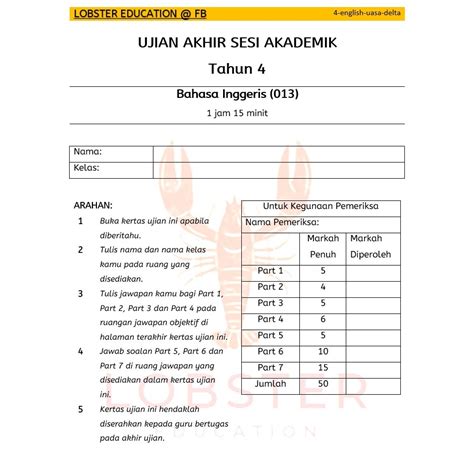 Uasa Ujian Akhir Sesi Akademik Bahasa Inggeris Uasa English