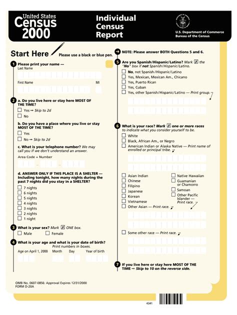 Individual Census Report U S Census Bureau Census Form Fill Out And Sign Printable Pdf