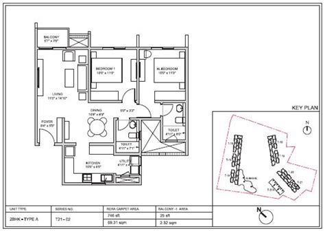 1 2 And 3 BHK Apartments Floor Plan Blueprint Plan Birla Trimaya