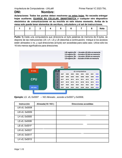 Primer Parcial Resuelto Dni Nombre Aclaraciones Todos Los Puntos