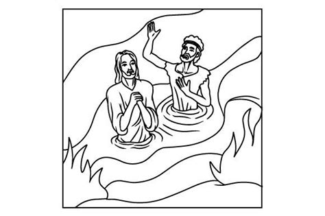 Jesus Getting Baptized By John Coloring Pages