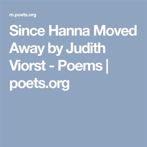 Since Hanna Moved Away By Judith Viorst Poems 6th Grade