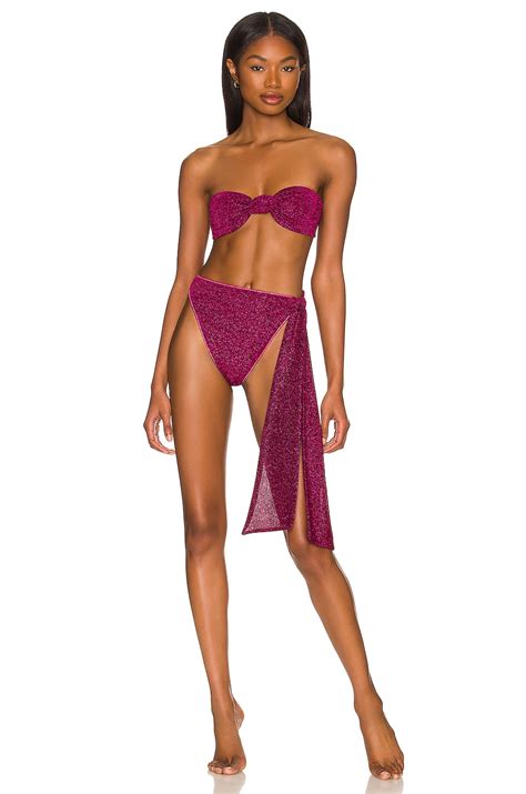 Oseree Lumiere Knotted Bikini Set In Dark Fuchsia Revolve