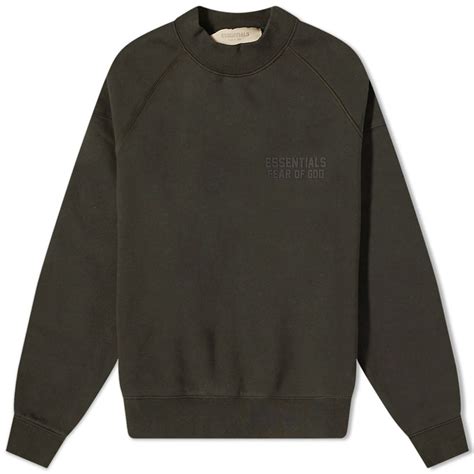 Fear Of God Essentials Logo Crew Neck Sweat In Off Black Fear Of God