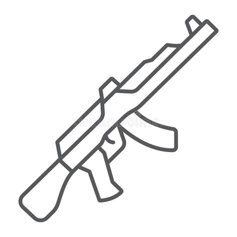 Ak Line And Glyph Icon Rifle And Military Machine Gun Sign Vector