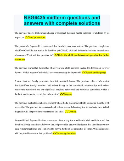 NSG6435 Midterm Questions And Answers With Complete Solutions