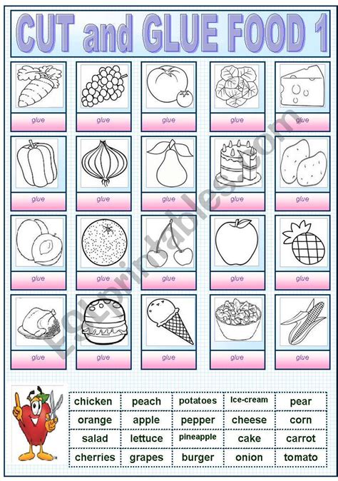 Cut And Glue Food1 Esl Worksheet By Joycemon