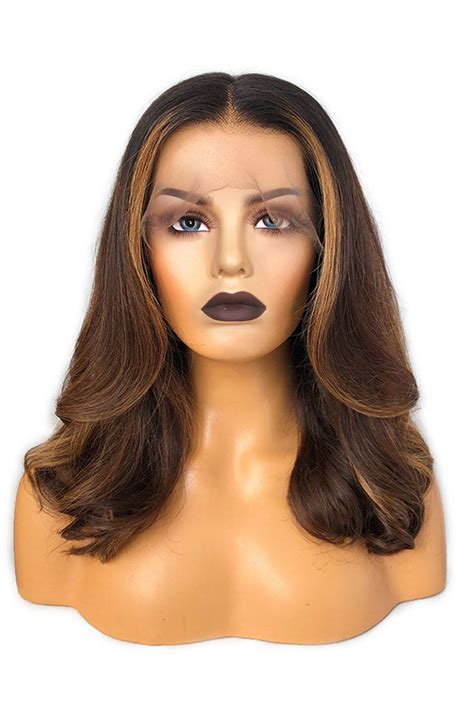 Glueless Hd Lace Wig Ombre Brown With Blonde Highlights Body Wavy