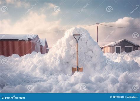 Shovel Digging Into A Pile Of Snow Stock Photo Image Of Labor