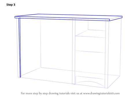 Learn How to Draw a Computer Desk (Furniture) Step by Step : Drawing ...