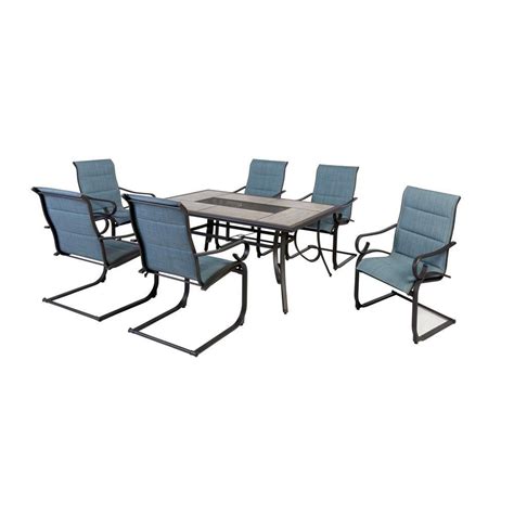 Hampton Bay Crestridge 7 Piece Steel Padded Sling Outdoor Patio Dining