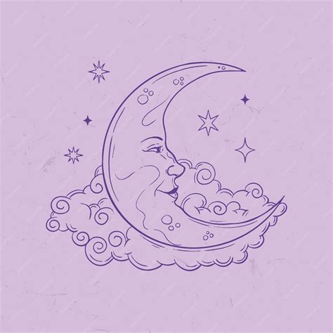 Free Vector Crescent Moon Drawing Illustration