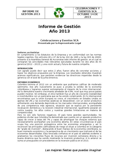 Informe De Gestión Pdf Colombia Desarrollo Sostenible