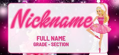 BARBIE Designs - Customized PVC or LAMINATED School Name Tag for Kids ...