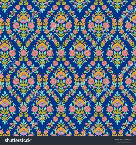 Digital Textile Floral Allover Mughal Art Stock Illustration 2157943747 ...