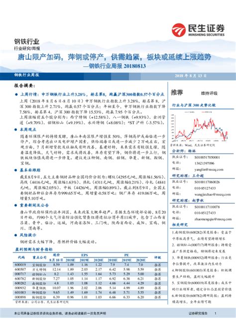 钢铁行业周报：唐山限产加码，萍钢或停产，供需趋紧，板块或延续上涨趋势