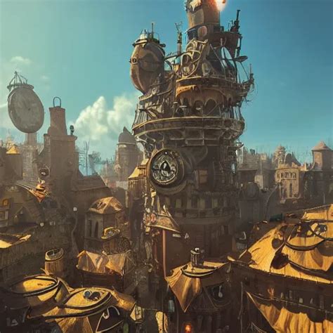 A Flying Steampunk Fortress Extremely Detailed Stable Diffusion