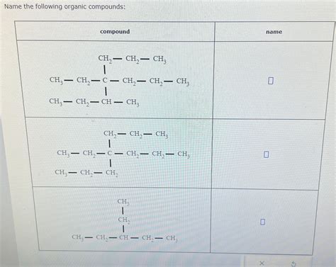 Solved Name The Following Organic Compounds Chegg