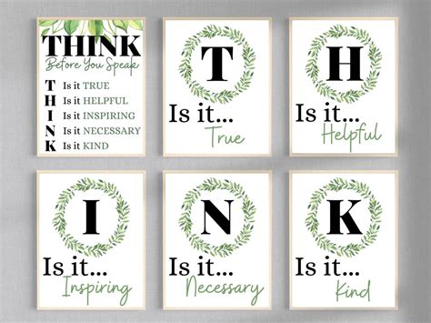 Think Before You Speak Poster Set Botanical Classroom Decor Etsy