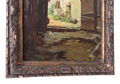 Quadro Dipinto Olio Romeo Borgognoni Interno Di Un Cascinale