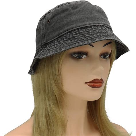 Unisex 100 Cotton Bucket Hat Retro Packable Sun Hat For Men Women Black Cz18y5x6zxx