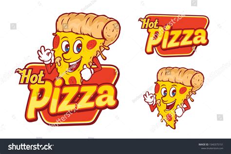 Hot Pizza Logo Template Funny Character Vector De Stock Libre De