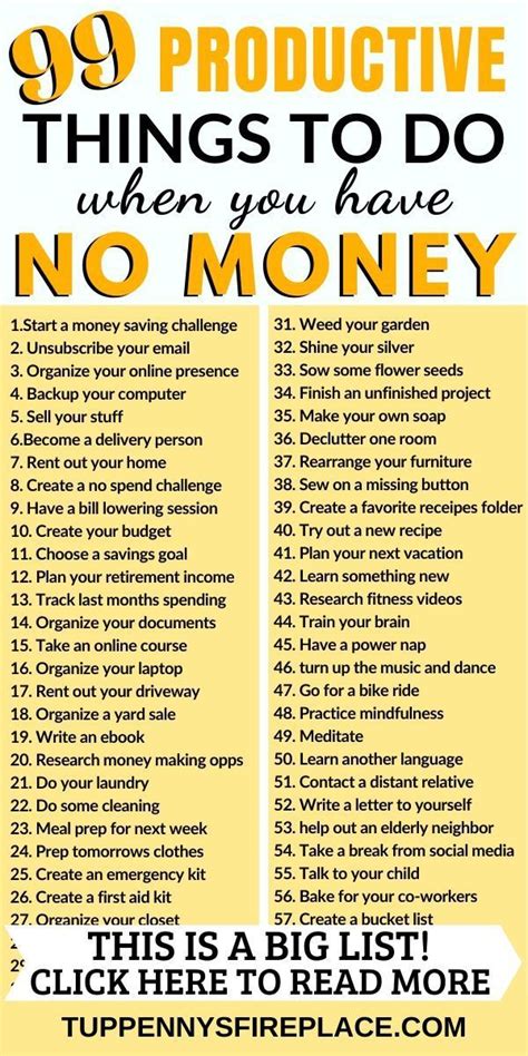 99 Productive Things To Do With No Money And Have Fun Tuppennys