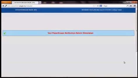 Tutorial Cara-Cara Menduduki Peperiksaan Online SPA