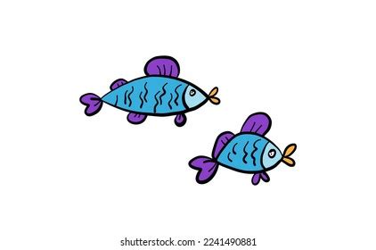 Funny Blue Cartoon Fish Illustration Cartoon Stock Illustration ...