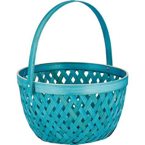 Destination Holiday Solid Woven Bamboo Easter Basket Blue Shop