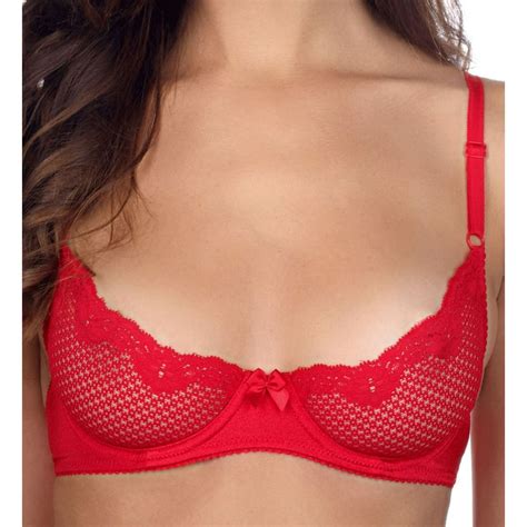 Timpa Womens Timpa 16449 Alice Lace Underwire Demi Bra Chinese Red 38a