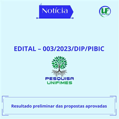 EDITAL 003 2023 DIP PIBIC Resultado Preliminar Das Propostas