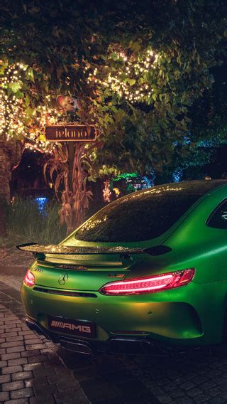 320x568 Green Mercedes Amg Gt R Rear 320x568 Resolution Hd 4k