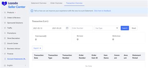 How Can I View My Transaction Overview On Lazada Seller Center