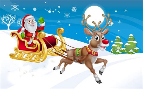 Santa And Reindeers Wallpapers Wallpaper Cave