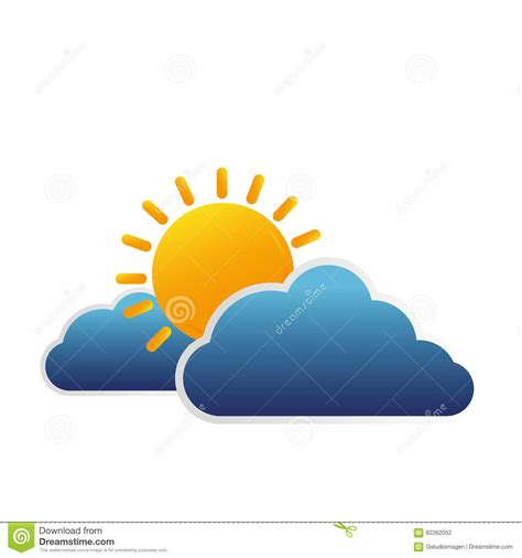 Nuages Et Ic Ne D Isolement Par Soleil Illustration Stock