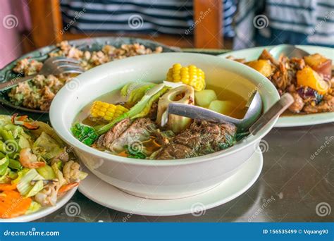 Delicious Philippines Dinner Meal with Bulalo Beef Marrow and Vegetables Stock Image - Image of ...