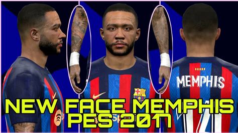 PES 2017 NEW FACE MOD SKIN TATTOO MEMPHIS DEPAY YouTube