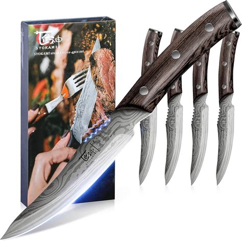 SYOKAMI Steak Knives Set Of 4 4 8 Inch High Carbon Japanese Stainless