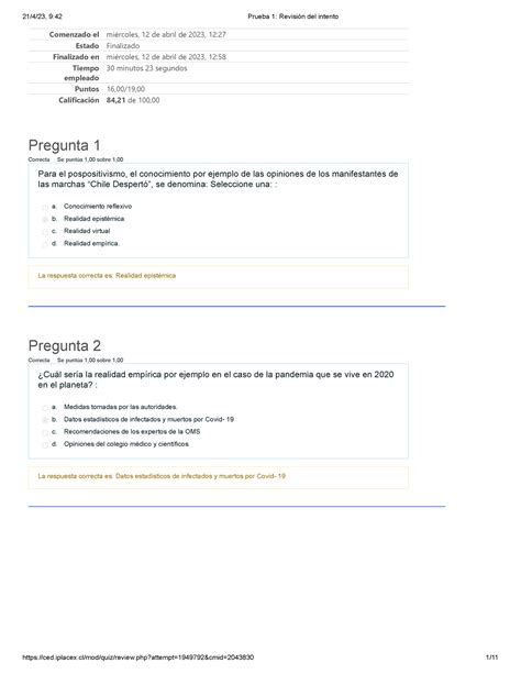 Prrueba 1 Metodologia De La Investigacion Social Comenzado El