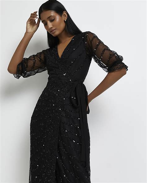 River Island Black Wrap Dress Dresses Images 2022